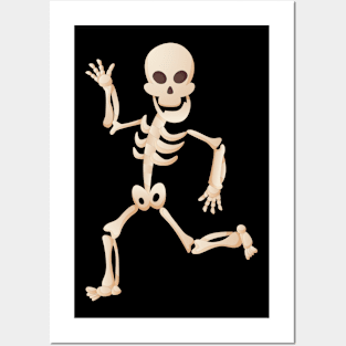 Funny skeleton running Posters and Art